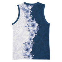 Hawaii Hibiscus Flowers Basketball Jersey Blue Polynesian Pattern LT05 - Polynesian Pride