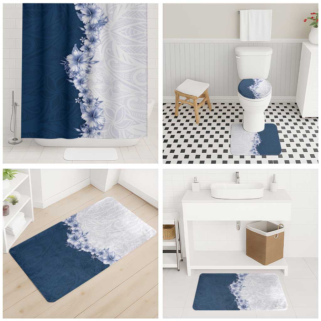 Hawaii Hibiscus Flowers Bathroom Set Blue Polynesian Pattern LT05 - Polynesian Pride