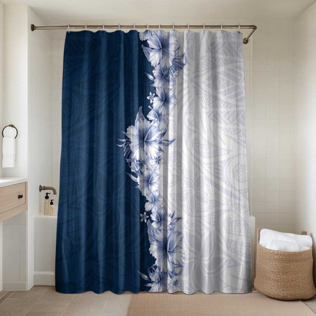 Hawaii Hibiscus Flowers Bathroom Set Blue Polynesian Pattern LT05 Shower Curtain Only Blue - Polynesian Pride