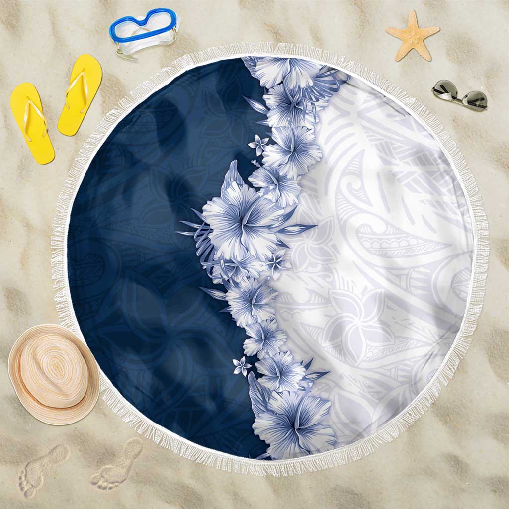 Hawaii Hibiscus Flowers Beach Blanket Blue Polynesian Pattern LT05 One Size 150cm Blue - Polynesian Pride