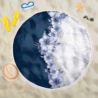 Hawaii Hibiscus Flowers Beach Blanket Blue Polynesian Pattern LT05 One Size 150cm Blue - Polynesian Pride