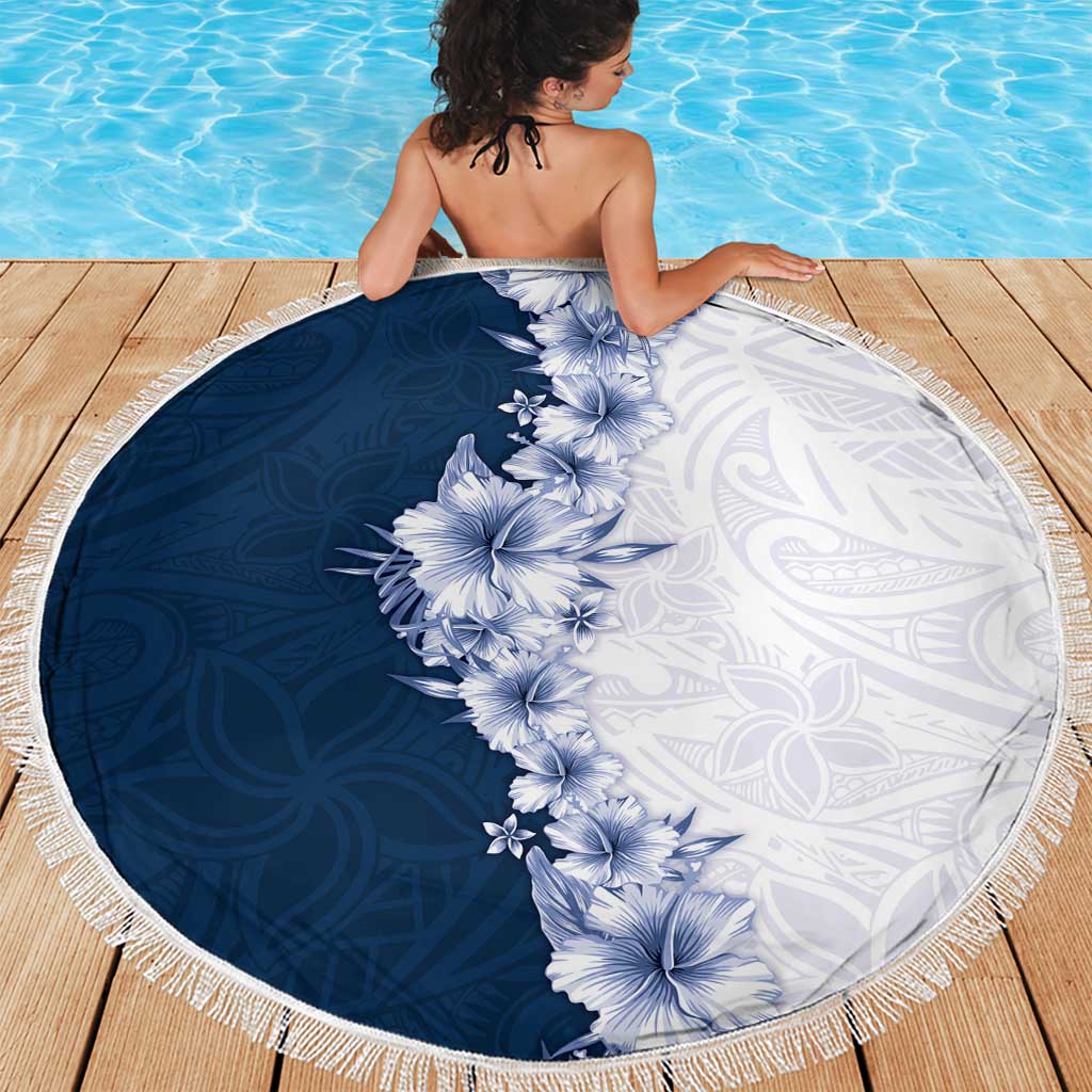 Hawaii Hibiscus Flowers Beach Blanket Blue Polynesian Pattern LT05 - Polynesian Pride