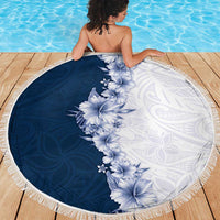Hawaii Hibiscus Flowers Beach Blanket Blue Polynesian Pattern LT05 - Polynesian Pride