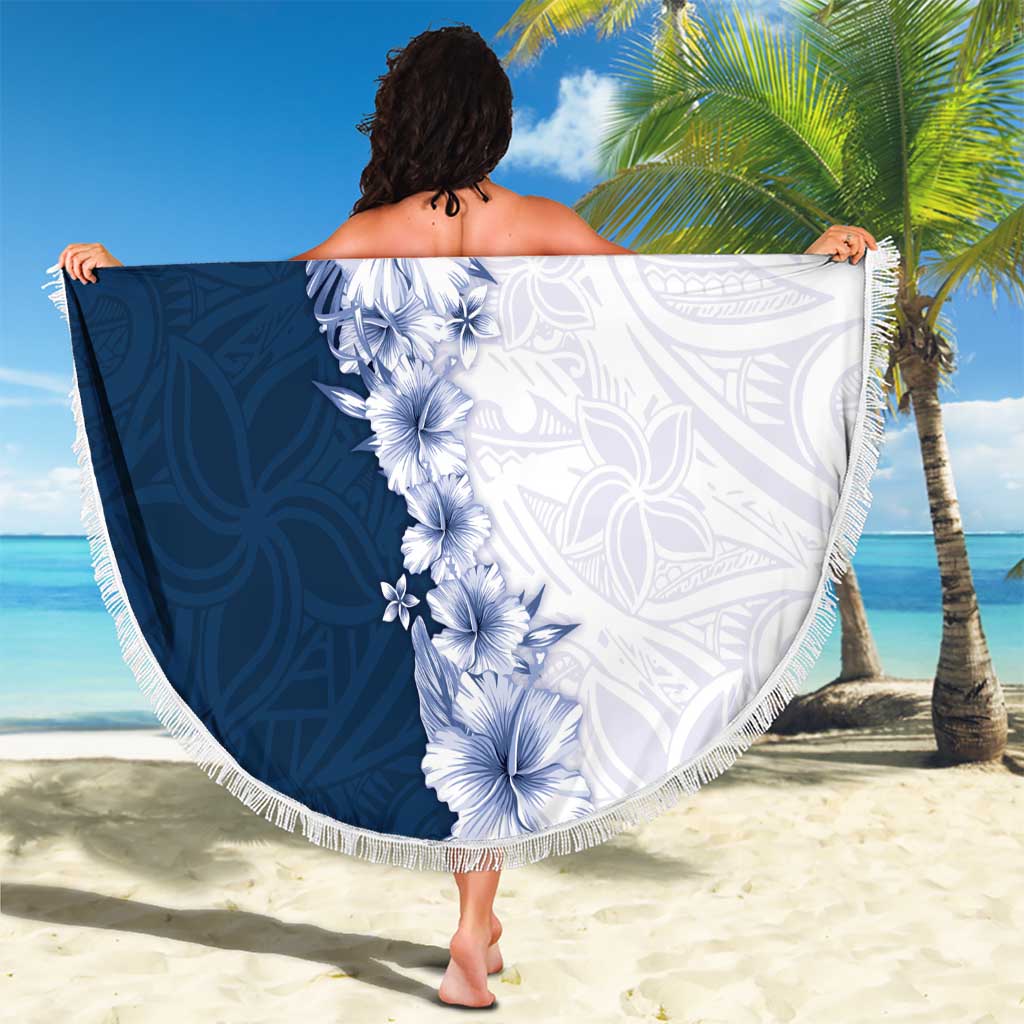 Hawaii Hibiscus Flowers Beach Blanket Blue Polynesian Pattern LT05 - Polynesian Pride