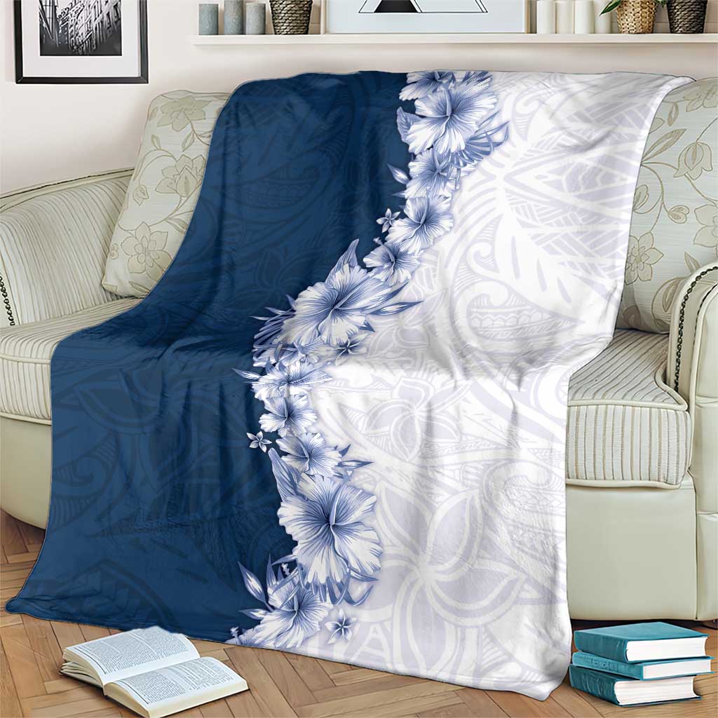 Hawaii Hibiscus Flowers Blanket Blue Polynesian Pattern LT05 - Polynesian Pride