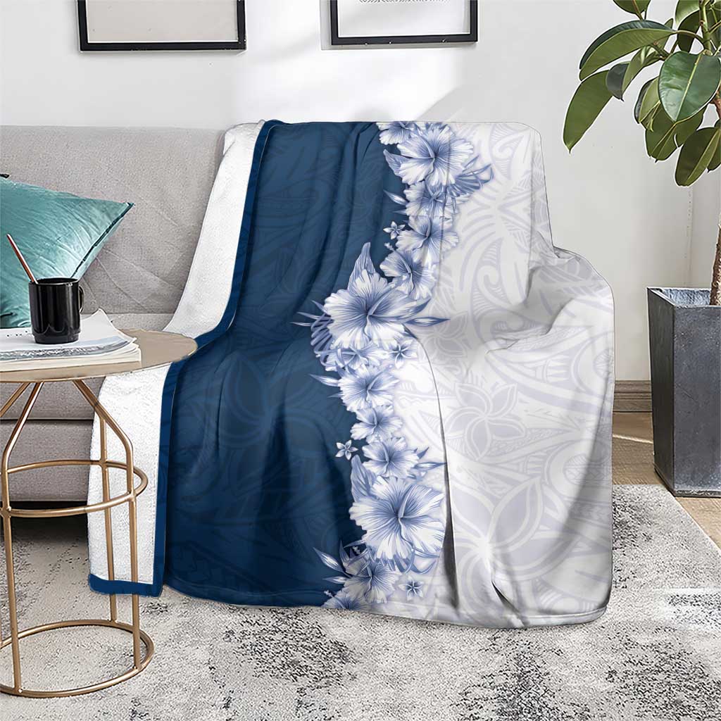 Hawaii Hibiscus Flowers Blanket Blue Polynesian Pattern LT05 - Polynesian Pride