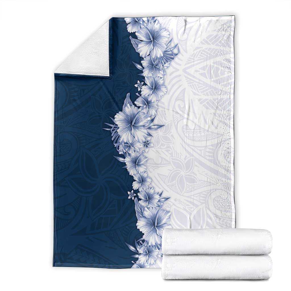 Hawaii Hibiscus Flowers Blanket Blue Polynesian Pattern LT05 - Polynesian Pride