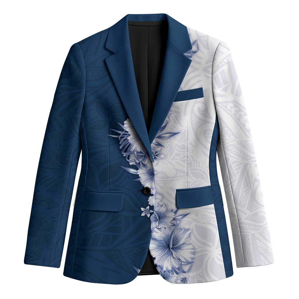 Hawaii Hibiscus Flowers Blazer Blue Polynesian Pattern LT05 Unisex Blue - Polynesian Pride