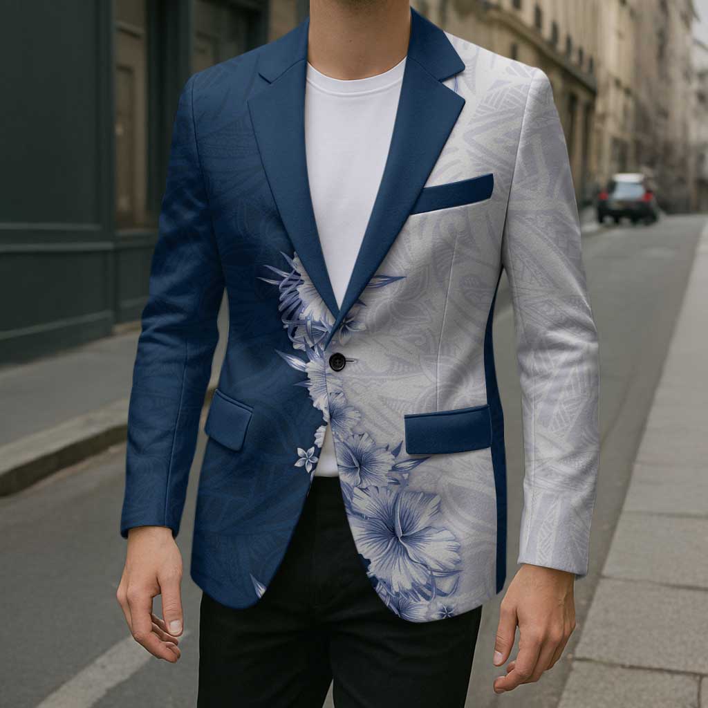 Hawaii Hibiscus Flowers Blazer Blue Polynesian Pattern LT05 - Polynesian Pride