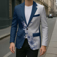 Hawaii Hibiscus Flowers Blazer Blue Polynesian Pattern LT05 - Polynesian Pride
