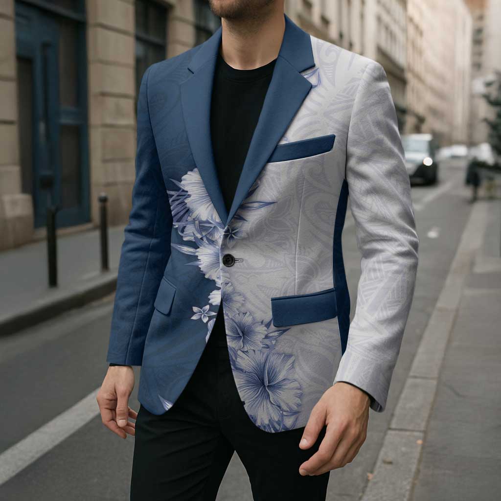 Hawaii Hibiscus Flowers Blazer Blue Polynesian Pattern LT05 - Polynesian Pride
