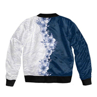 Hawaii Hibiscus Flowers Bomber Jacket Blue Polynesian Pattern LT05 - Polynesian Pride