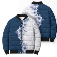 Hawaii Hibiscus Flowers Bomber Puffer Jacket Blue Polynesian Pattern LT05 - Polynesian Pride