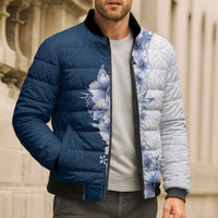Hawaii Hibiscus Flowers Bomber Puffer Jacket Blue Polynesian Pattern LT05 - Polynesian Pride
