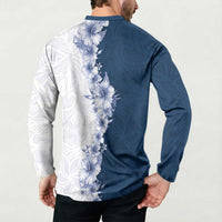Hawaii Hibiscus Flowers Button Sweatshirt Blue Polynesian Pattern LT05 - Polynesian Pride
