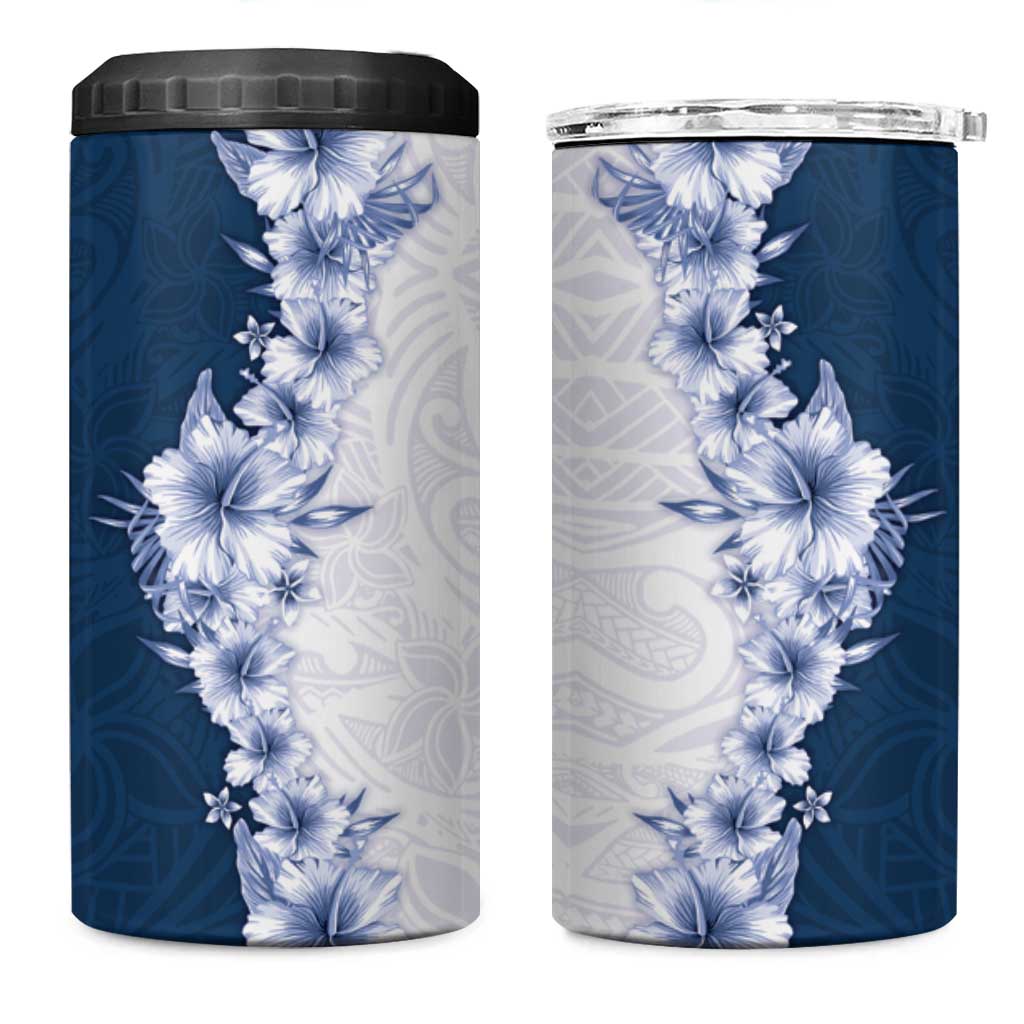 Hawaii Hibiscus Flowers 4 in 1 Can Cooler Tumbler Blue Polynesian Pattern LT05 One Size: 16 oz Blue - Polynesian Pride