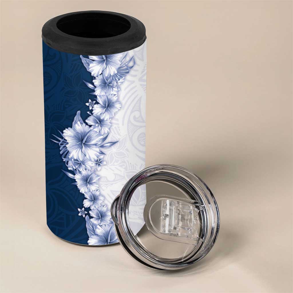Hawaii Hibiscus Flowers 4 in 1 Can Cooler Tumbler Blue Polynesian Pattern LT05 - Polynesian Pride