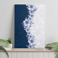 Hawaii Hibiscus Flowers Canvas Wall Art Blue Polynesian Pattern LT05 - Polynesian Pride