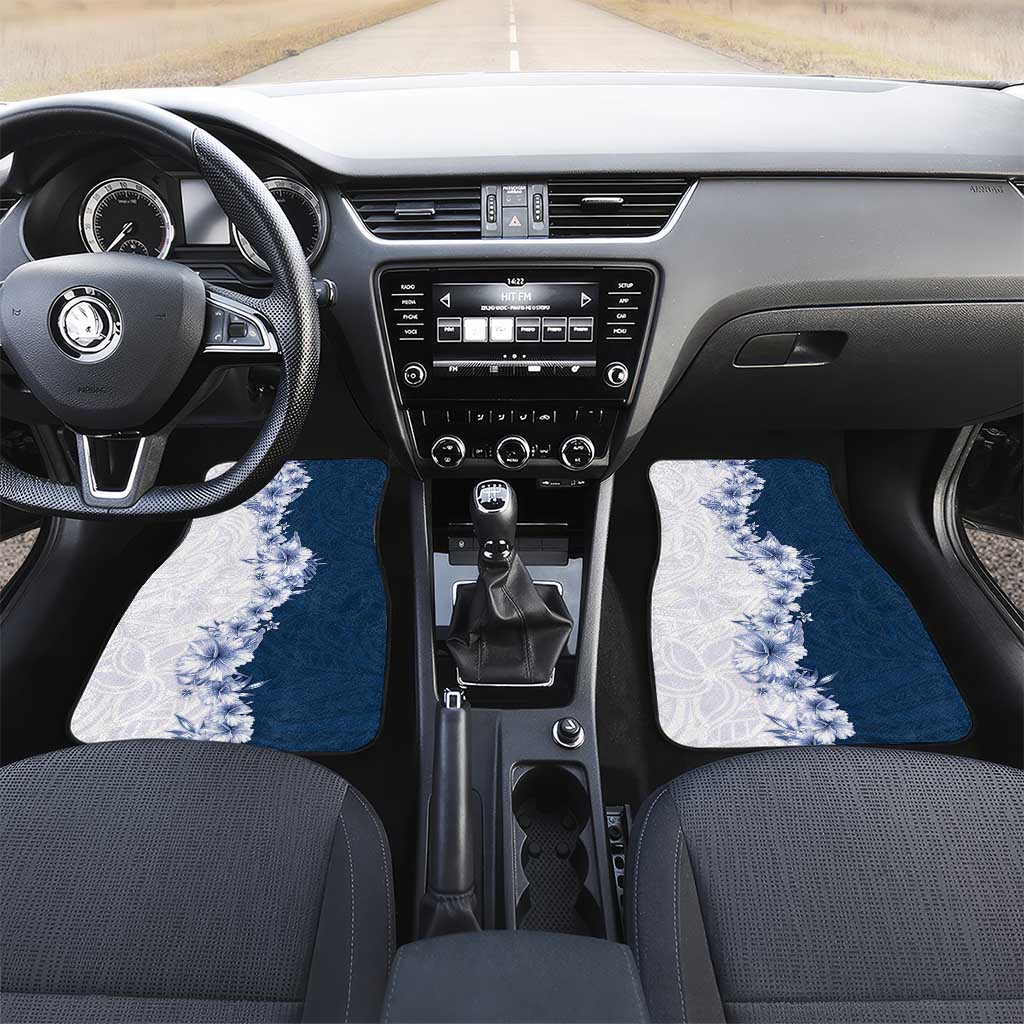 Hawaii Hibiscus Flowers Car Mats Blue Polynesian Pattern LT05 Set 2pcs - Front Blue - Polynesian Pride
