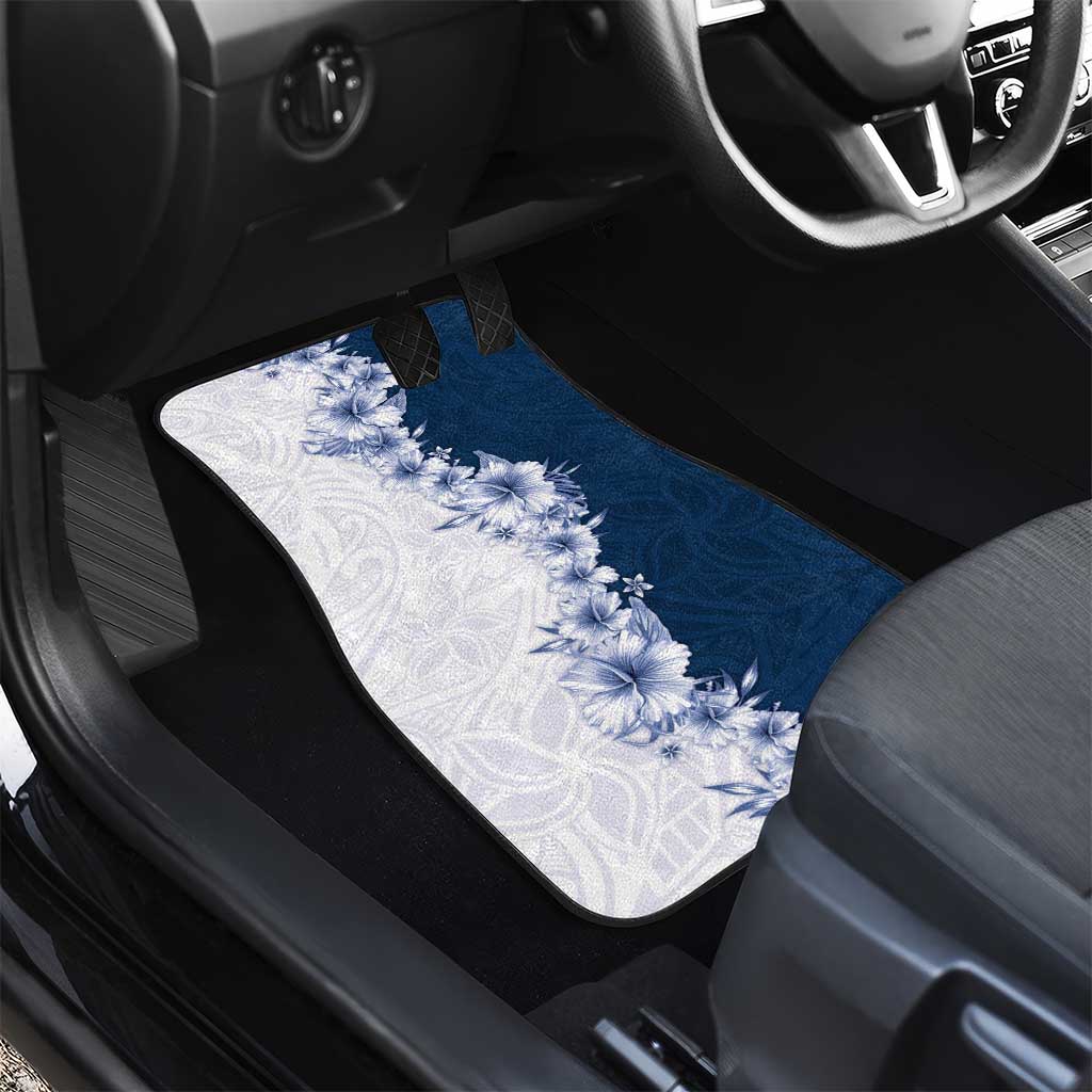 Hawaii Hibiscus Flowers Car Mats Blue Polynesian Pattern LT05 - Polynesian Pride