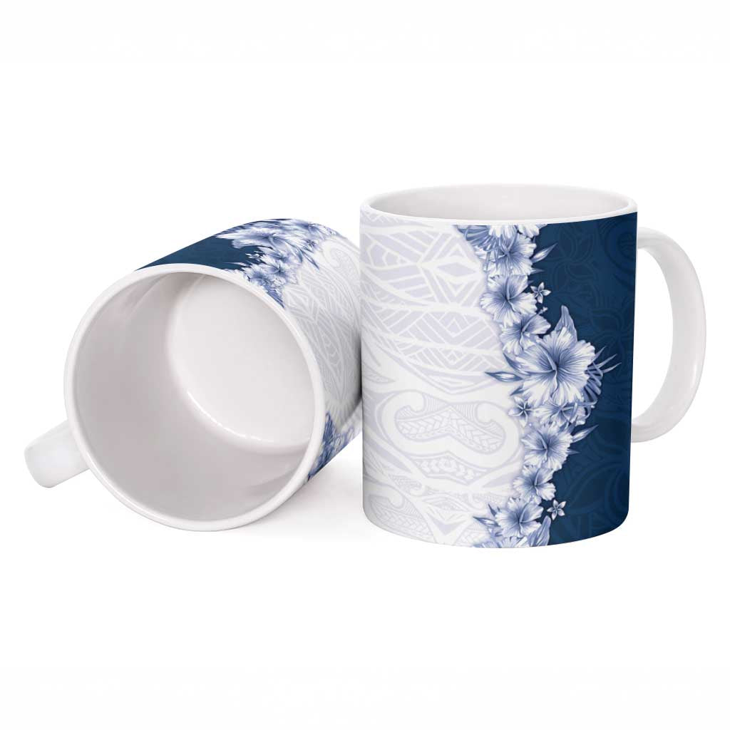 Hawaii Hibiscus Flowers Ceramic Mug Blue Polynesian Pattern LT05 - Polynesian Pride