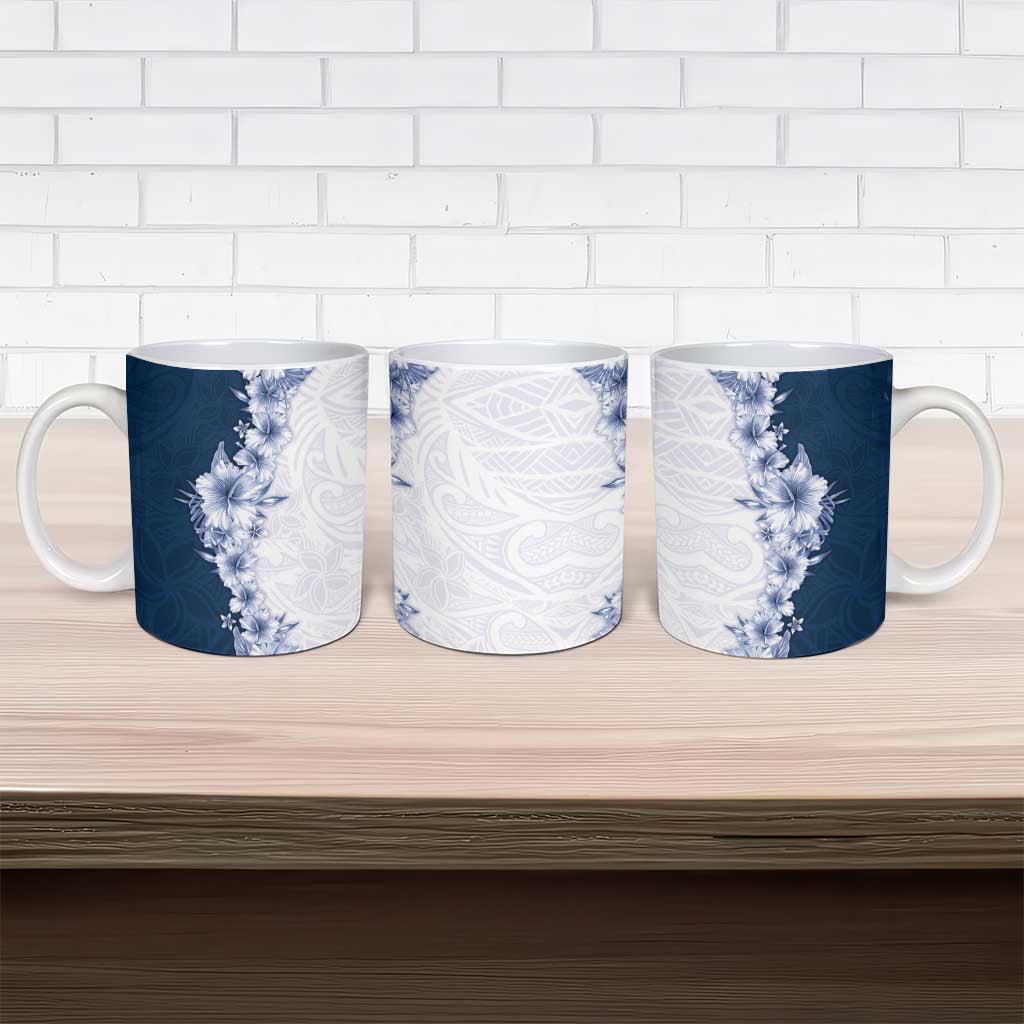 Hawaii Hibiscus Flowers Ceramic Mug Blue Polynesian Pattern LT05 - Polynesian Pride