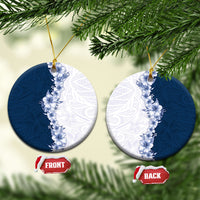 Hawaii Hibiscus Flowers Ceramic Ornament Blue Polynesian Pattern LT05 Circle Blue - Polynesian Pride