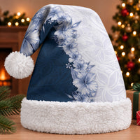 Hawaii Hibiscus Flowers Christmas Santa Hat Blue Polynesian Pattern LT05 With Fur Blue - Polynesian Pride