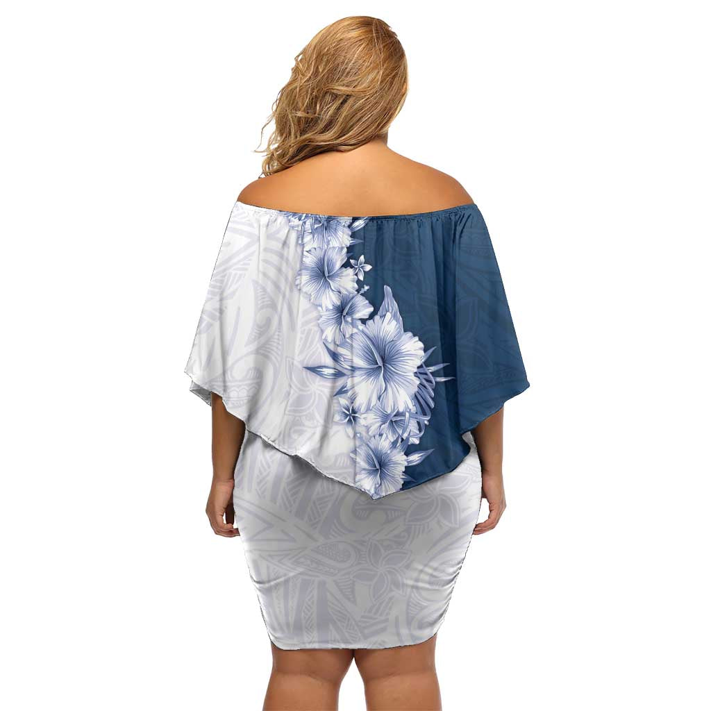 Hawaii Hibiscus Flowers Family Matching Off Shoulder Short Dress and Hawaiian Shirt Blue Polynesian Pattern LT05 - Polynesian Pride