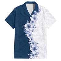 Hawaii Hibiscus Flowers Family Matching Summer Maxi Dress and Hawaiian Shirt Blue Polynesian Pattern LT05 Dad's Shirt - Short Sleeve Blue - Polynesian Pride