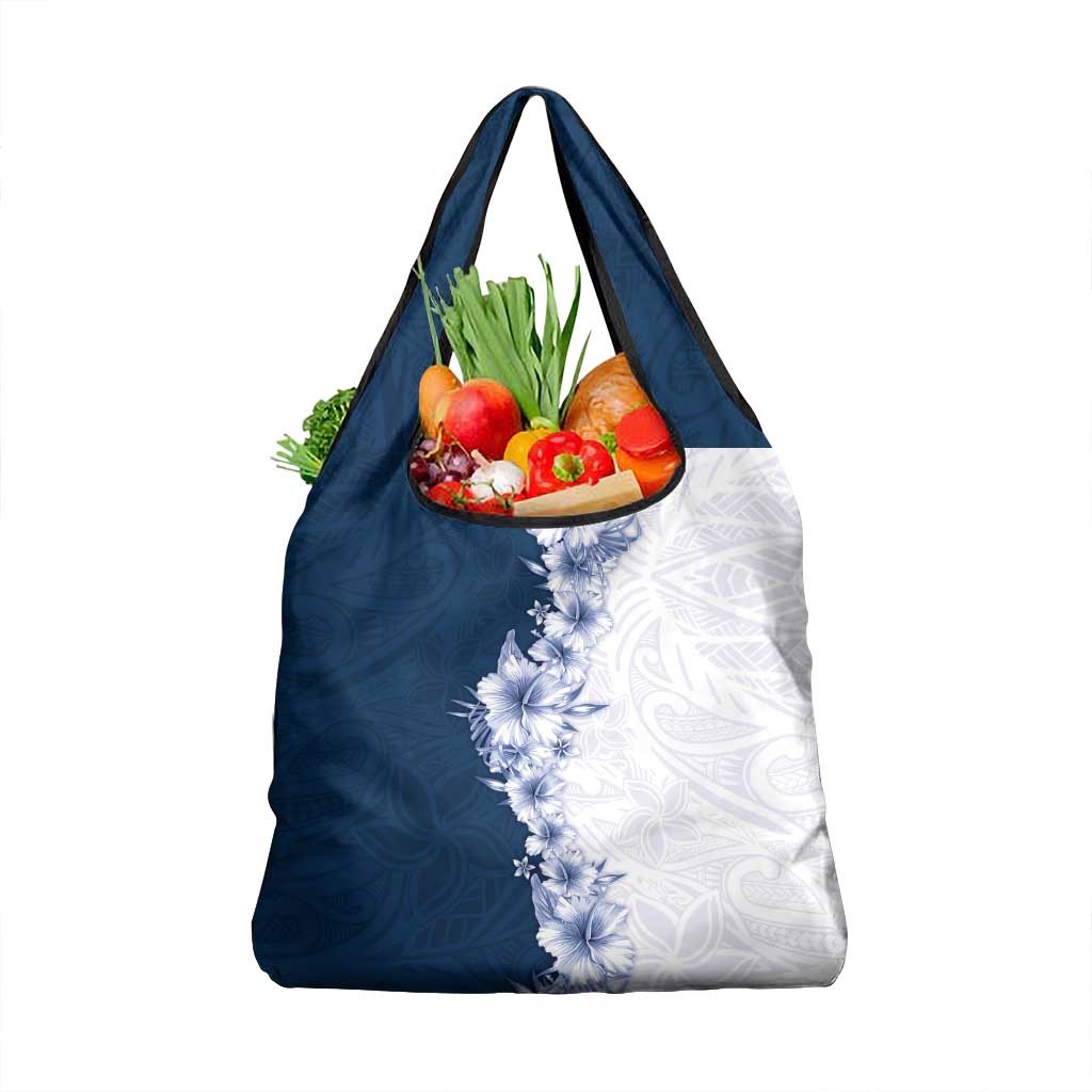 Hawaii Hibiscus Flowers Grocery Bag Blue Polynesian Pattern LT05 1-pack One Size Blue - Polynesian Pride