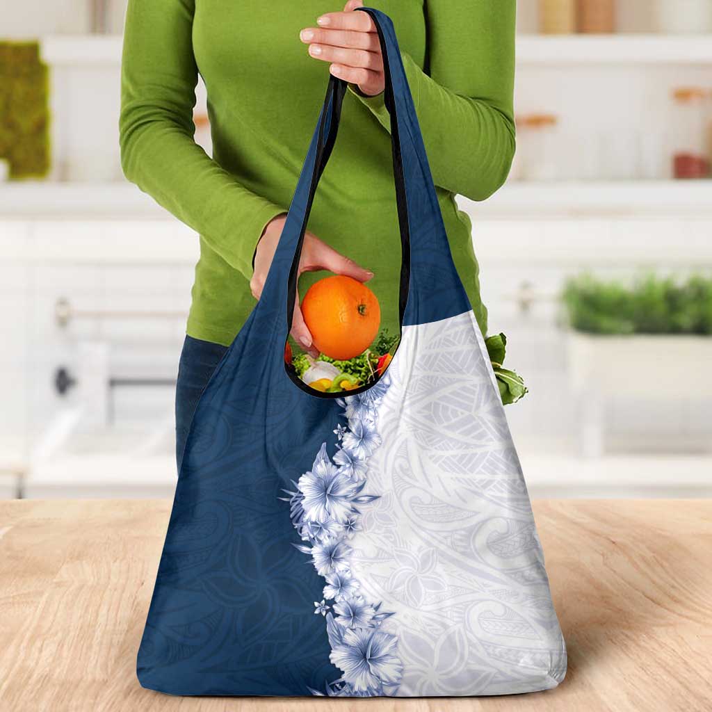 Hawaii Hibiscus Flowers Grocery Bag Blue Polynesian Pattern LT05 - Polynesian Pride