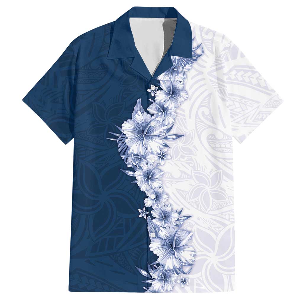 Hawaii Hibiscus Flowers Hawaiian Shirt Blue Polynesian Pattern