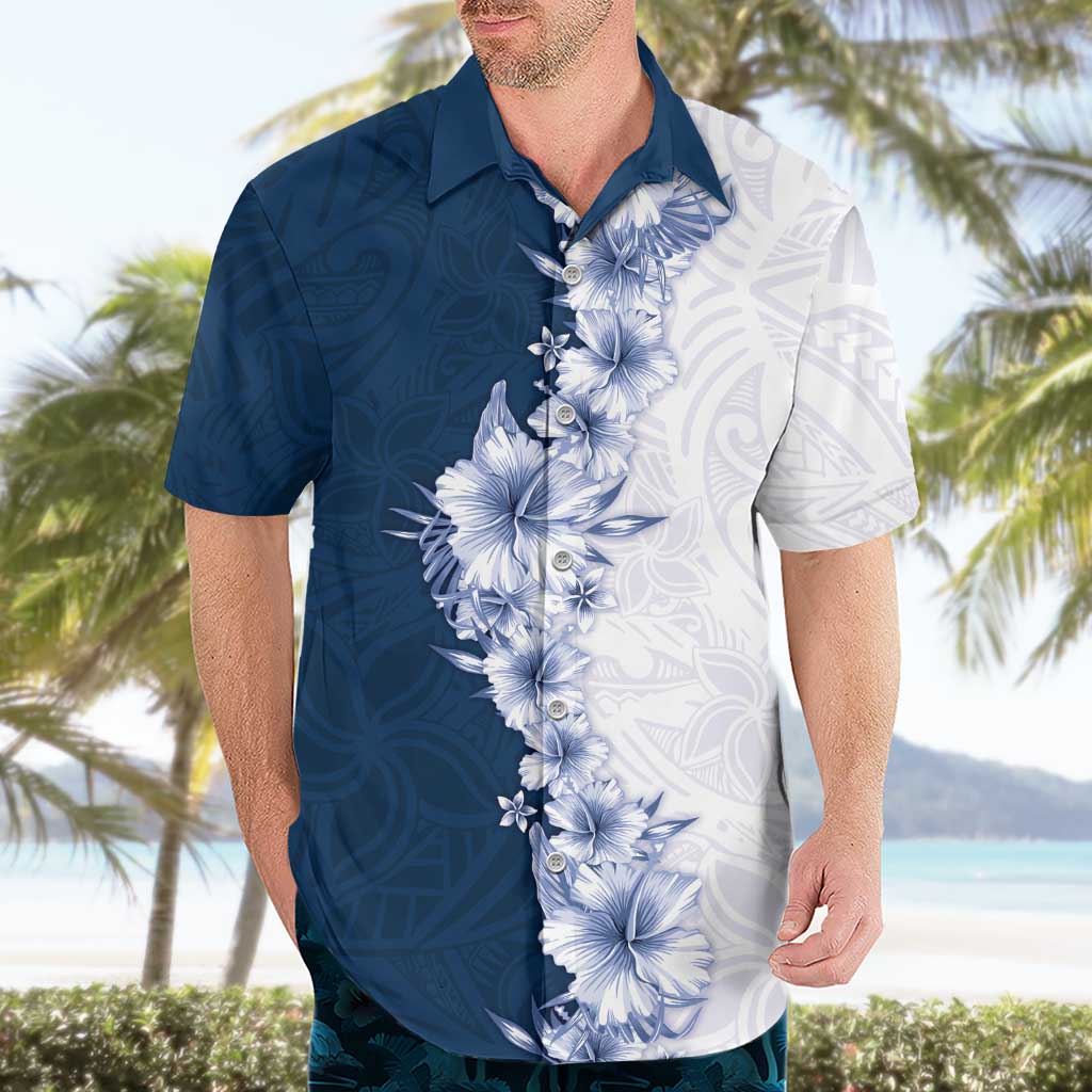 Hawaii Hibiscus Flowers Hawaiian Shirt Blue Polynesian Pattern LT05 - Polynesian Pride