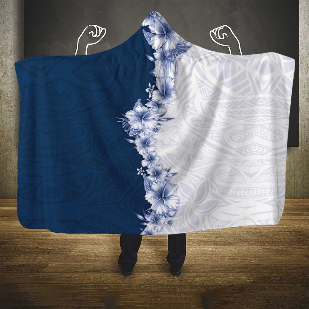 Hawaii Hibiscus Flowers Hooded Blanket Blue Polynesian Pattern LT05 - Polynesian Pride