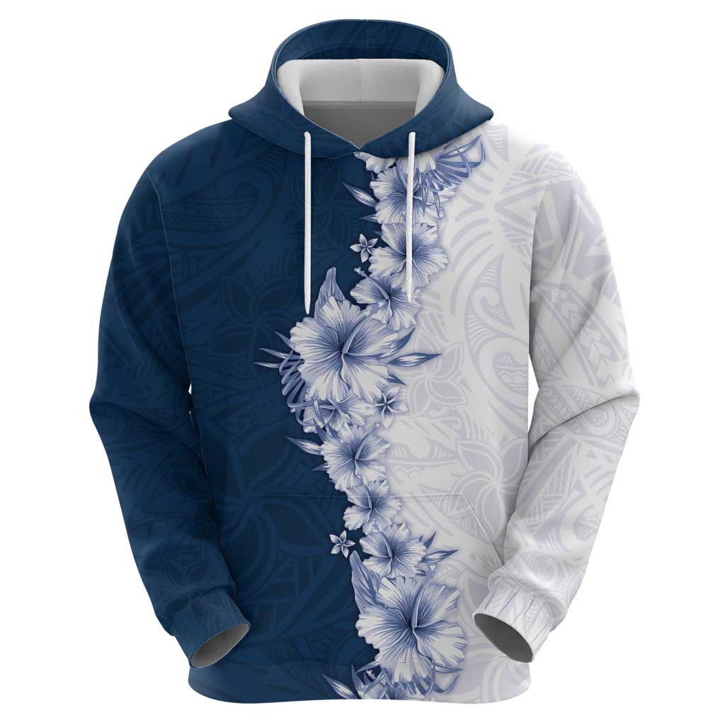 Hawaii Hibiscus Flowers Hoodie Blue Polynesian Pattern LT05 - Polynesian Pride