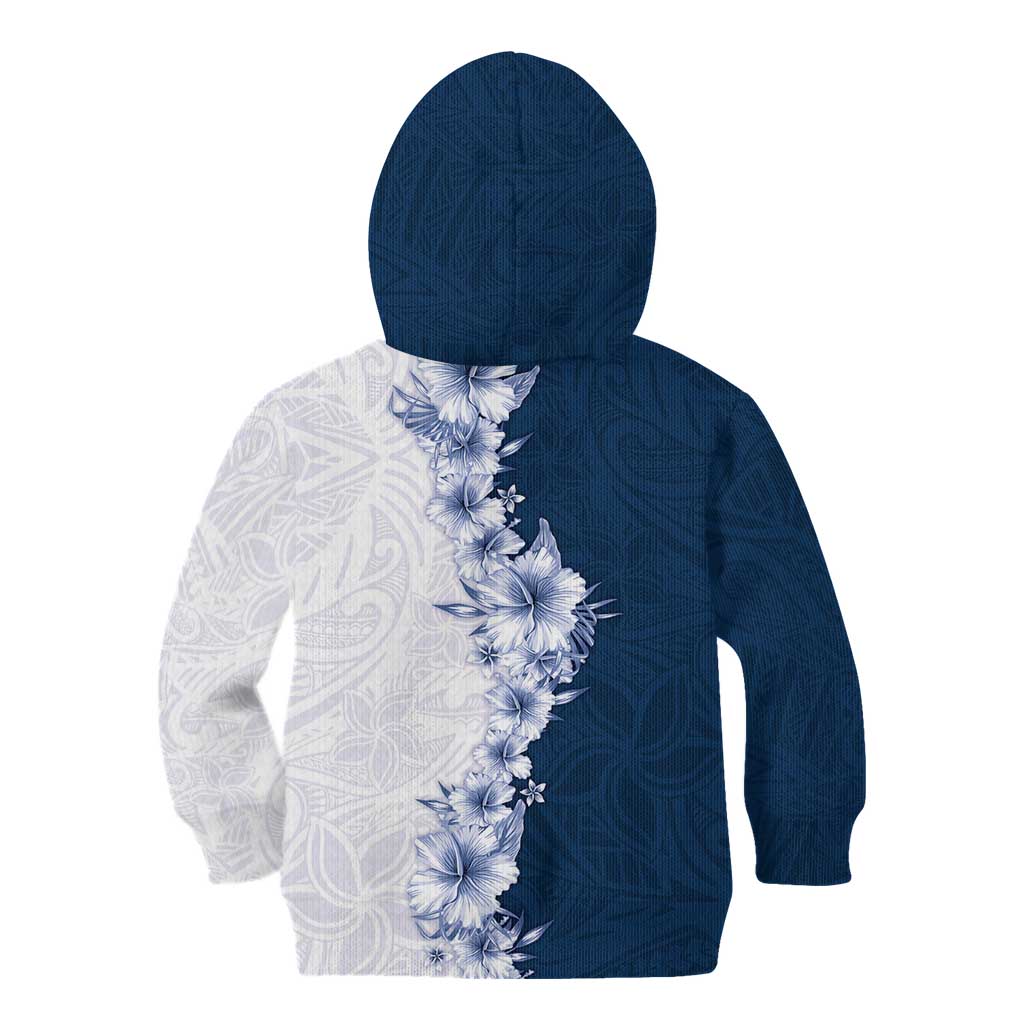 Hawaii Hibiscus Flowers Kid Hoodie Blue Polynesian Pattern LT05 - Polynesian Pride