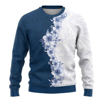 Hawaii Hibiscus Flowers Ugly Christmas Sweater Blue Polynesian Pattern LT05 - Polynesian Pride