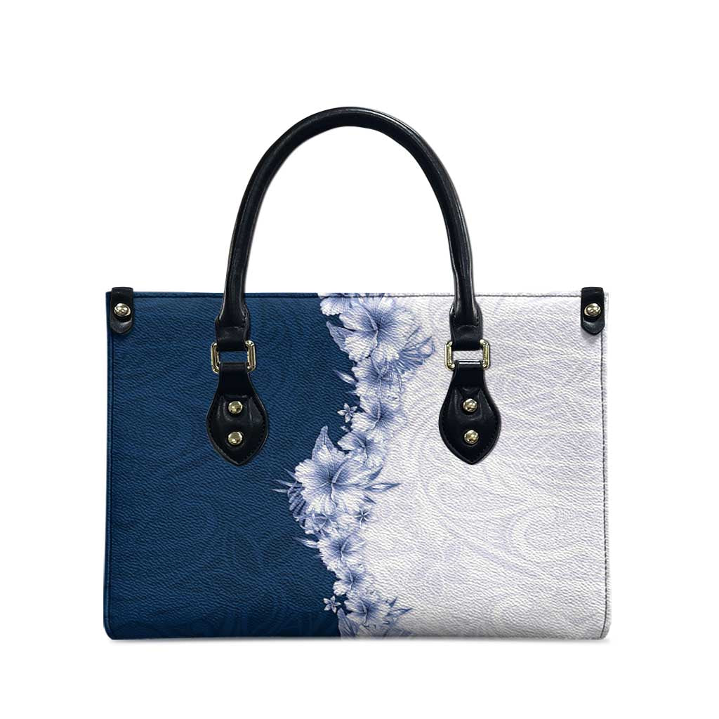 Hawaii Hibiscus Flowers Leather Bag Blue Polynesian Pattern LT05 - Polynesian Pride