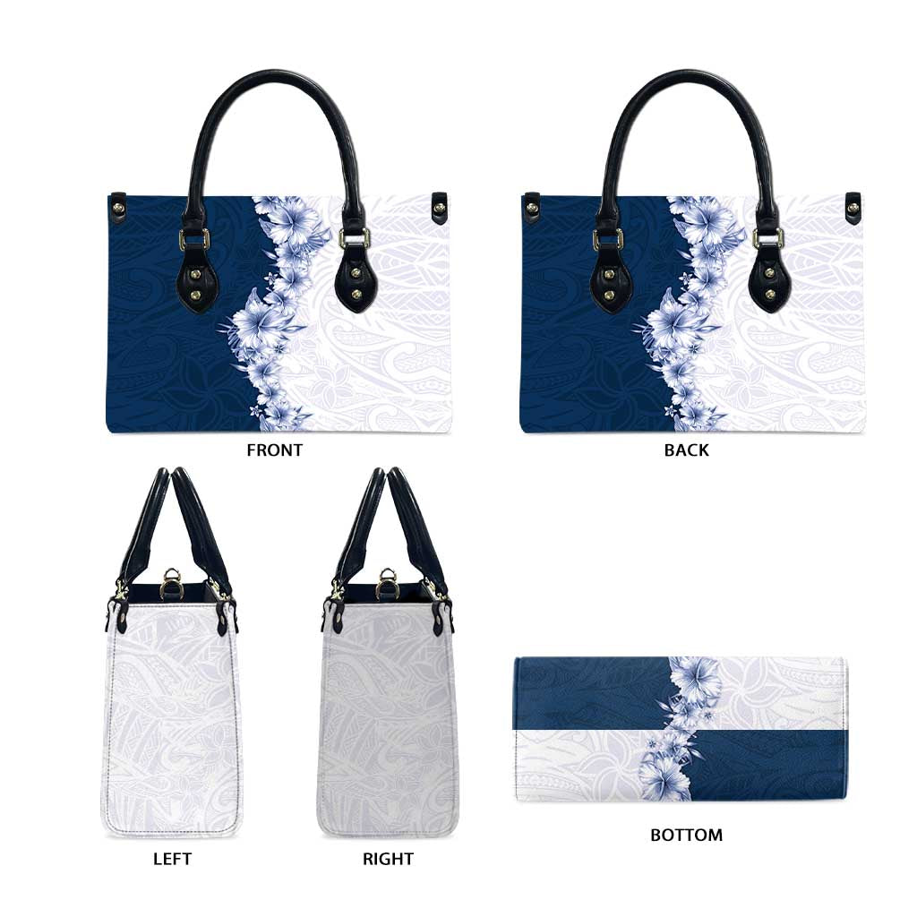 Hawaii Hibiscus Flowers Leather Bag Blue Polynesian Pattern LT05 - Polynesian Pride