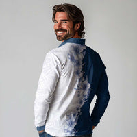 Hawaii Hibiscus Flowers Long Sleeve Polo Shirt Blue Polynesian Pattern LT05 - Polynesian Pride