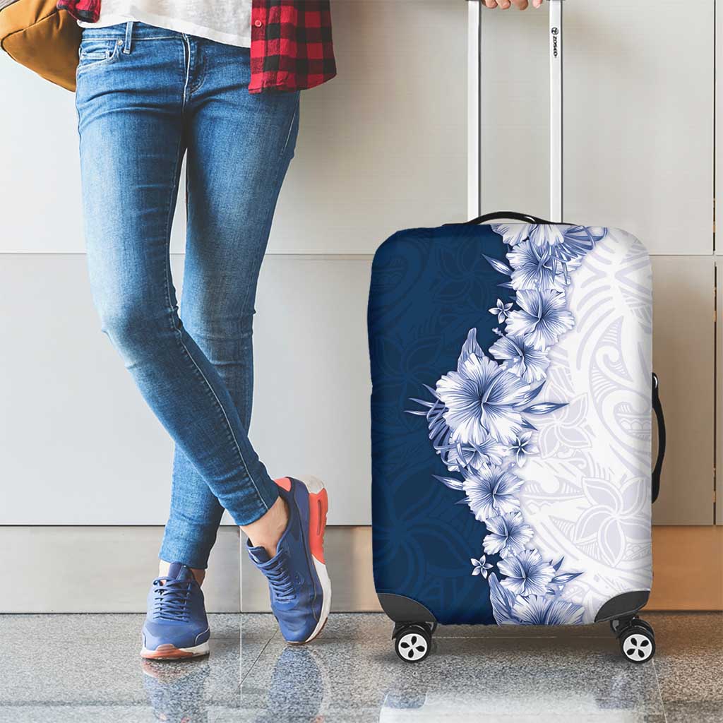 Hawaii Hibiscus Flowers Luggage Cover Blue Polynesian Pattern LT05 - Polynesian Pride