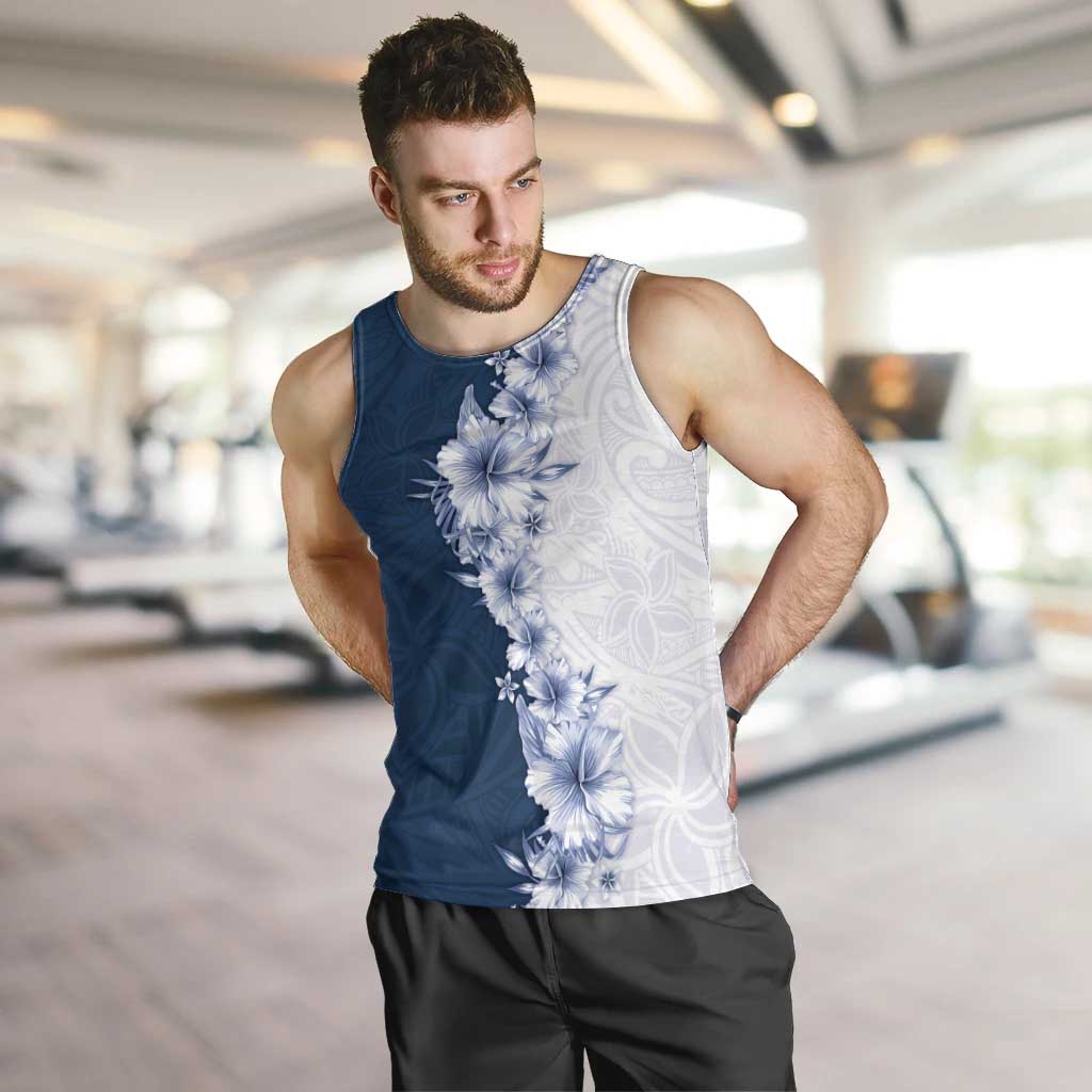 Hawaii Hibiscus Flowers Men Tank Top Blue Polynesian Pattern LT05 Blue - Polynesian Pride