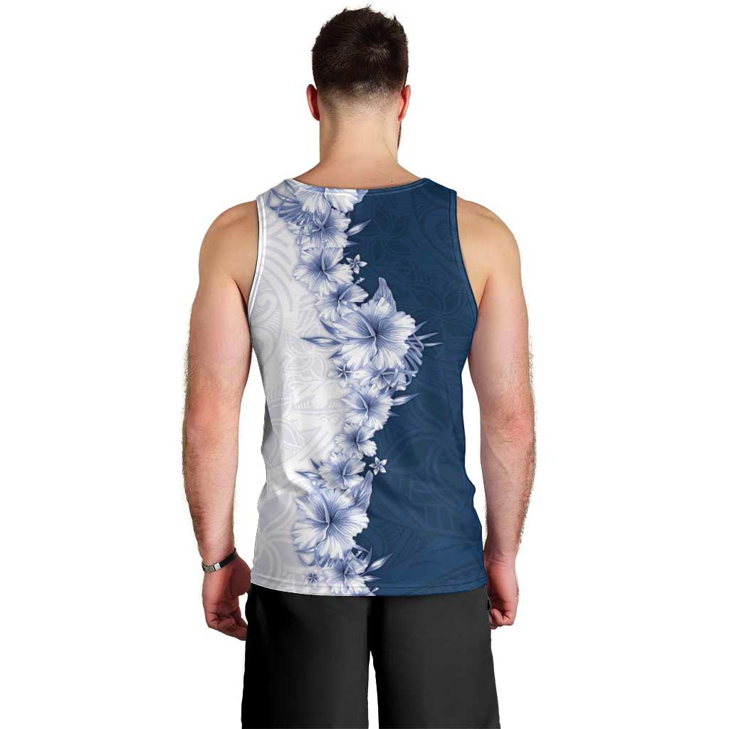 Hawaii Hibiscus Flowers Men Tank Top Blue Polynesian Pattern LT05 - Polynesian Pride