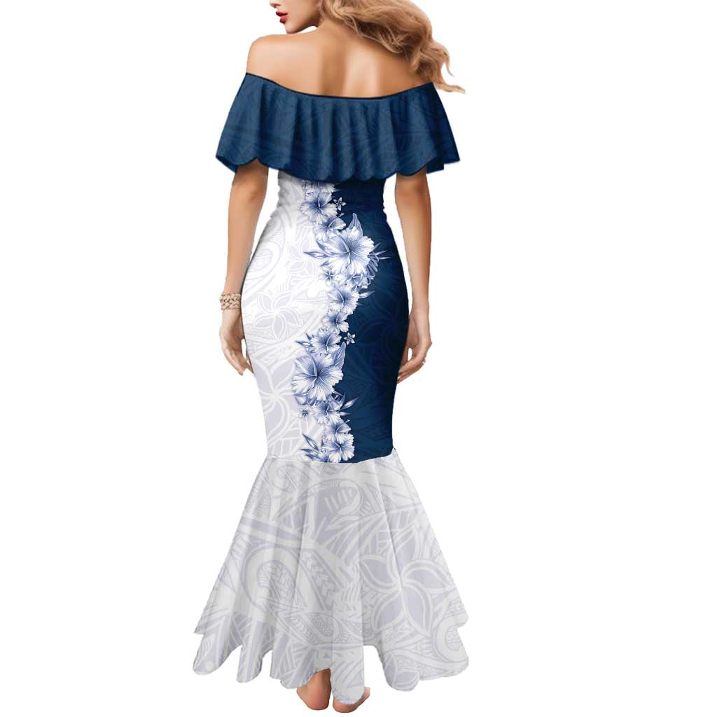 Hawaii Hibiscus Flowers Mermaid Dress Blue Polynesian Pattern LT05 - Polynesian Pride