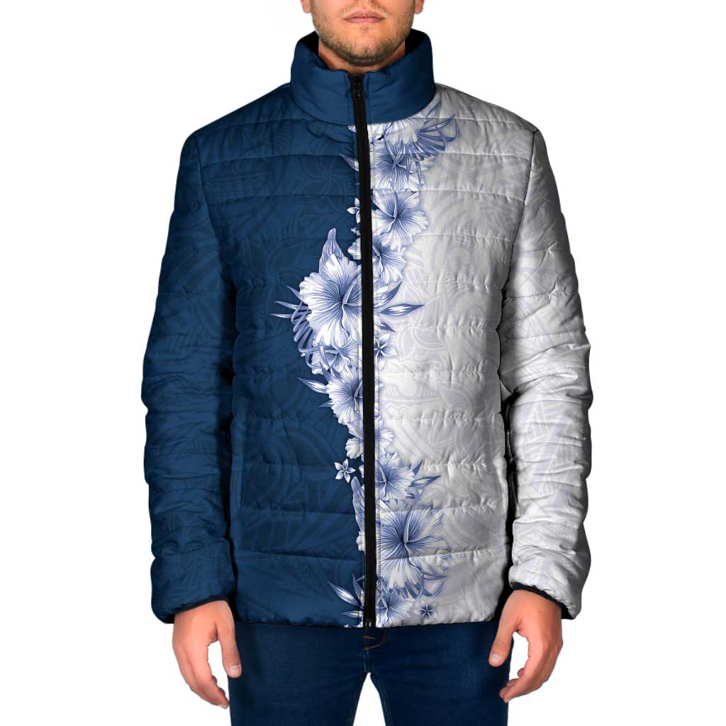 Hawaii Hibiscus Flowers Padded Jacket Blue Polynesian Pattern LT05 Men Blue - Polynesian Pride