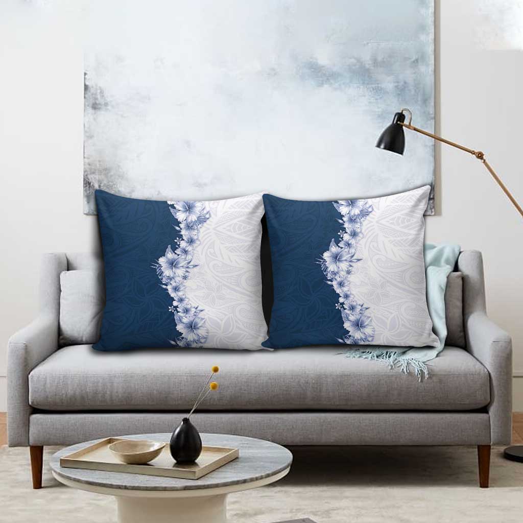 Hawaii Hibiscus Flowers Pillow Cover Blue Polynesian Pattern LT05 - Polynesian Pride
