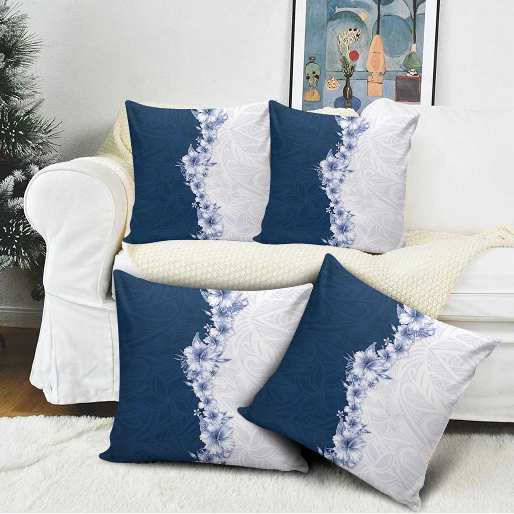 Hawaii Hibiscus Flowers Pillow Cover Blue Polynesian Pattern LT05 - Polynesian Pride