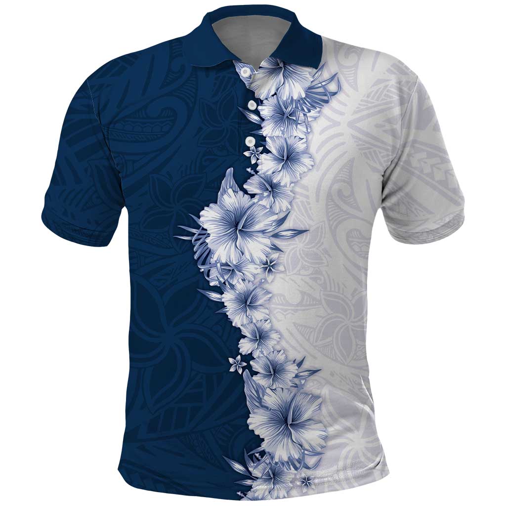 Hawaii Hibiscus Flowers Polo Shirt Blue Polynesian Pattern LT05 Blue - Polynesian Pride
