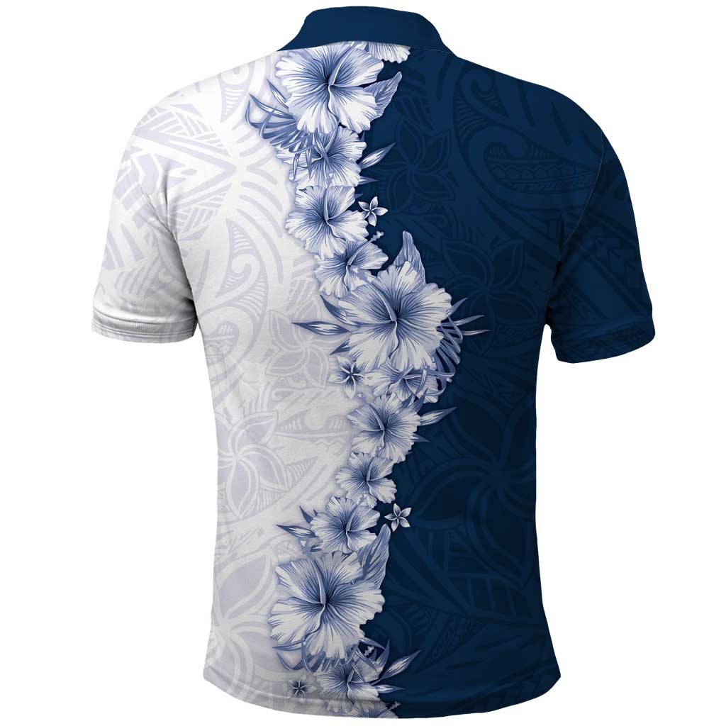 Hawaii Hibiscus Flowers Polo Shirt Blue Polynesian Pattern LT05 - Polynesian Pride